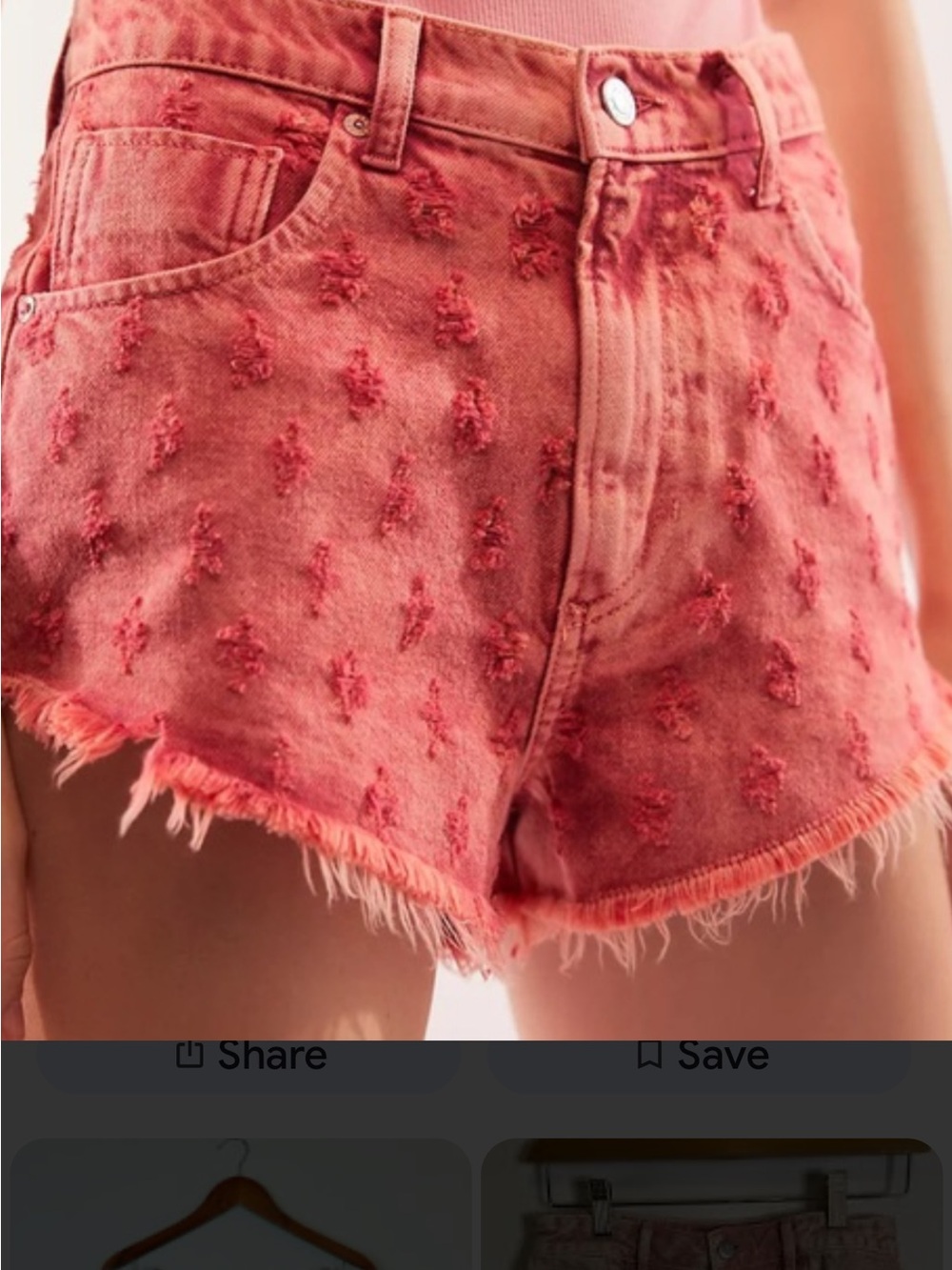 We The Free coral High-Rise Distressed Denim Shorts